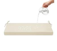 AZMAHT Cojín para Banco de jardín con Espuma 50D de Alta Densidad, Antideslizante, Impermeable y Transpirable, con Cintas Ajustables y Funda Desmontable,Bianco Sporco,125x60x5cm