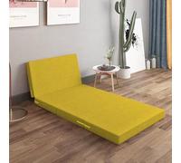 AZMAHT Colchón De Suelo Plegable Individual con Funda Lavable, Base De Espuma para Descanso, Viajes Y Cuarto para Invitados,Amarillo,60x200x8cm