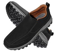 AZMAHT Zapatillas Cómodas Ancho Especial Zapatillas sin Cordones Hombre Impermeable Cuero PU Casual Zapatos Mocasín Zapatos para Caminar Senderismo,Negro,39/245mm