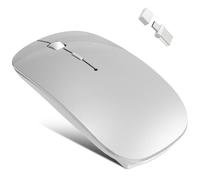Azmall Ratón inalámbrico Bluetooth 5.2/3.0 y receptor USB A/tipo C 2 en 1, color plateado
