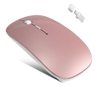 Azmall Ratón inalámbrico Bluetooth 5.2/3.0 y receptor USB A/tipo C 2 en 1, oro rosa