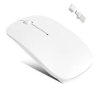 Azmall Ratón inalámbrico Bluetooth 5.2/3.0 y receptor USB A/tipo C 2 en 1, ratón silencioso con modo Jiggler - Blanco