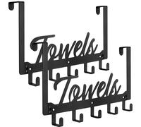 Azmoncy 2 Pack Over The Door Hooks Towel Rack for Bathroom Towel Holder for Hanging Heavy Duty Wall Mount Towel Hanger with 10