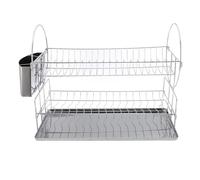 AZMUDE Stainless Steel Dish Drying Rack 2 Tier Double Layers Dish Drainer with Cutlery Holder Effective Drainage for Kitchen Countertop Storage Organizer Space Saving Modern Design