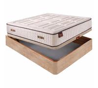 Aznar Colchón HR Visco 27 Cm Extra Firme Transpirable con Canapé Abatible De Madera Tapa 3D Transpirable Altura Total 34 Cm Color Cerezo Descanso Completo Alta Comodidad Tamaño 150x190cm
