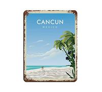 AZOLID Carteles de metal de Cancún, México, para viajes, arte de pared, póster de metal para el hogar, bar, cafetería, garaje, baño, 14 x 20 cm