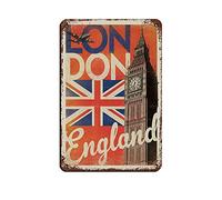 AZOLID Carteles de metal vintage de Inglaterra Londres Big Ben para decoración de pared, oficina, cafetería, baño, dormitorio, 14 x 20 cm