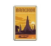 AZOLID Letrero de metal de Tailandia, Bangkok, para viajes, estilo vintage, bar, club, cueva, hogar, cocina, decoración de pared, decoración divertida, 14 x 20 cm