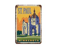 AZOLID Letreros de estaño retro de Saint Paul Minnesota de viaje de estaño pintura Café, ópera, casa, arte de pared, placa de decoración de pared, 14 x 20 cm