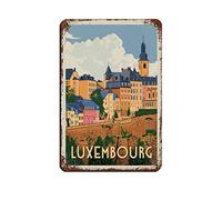 AZOLID Letreros de lata vintage de Luxemburgo, decoración de pared para cafetería, bar, pub, hogar, 14 x 20 cm