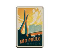 AZOLID Letreros de metal Brasil Sao Paulo divertidos letreros de lata de viaje para bar, café, hogar, habitación, decoración de pared, regalo al aire libre, interior, 14 x 20 cm