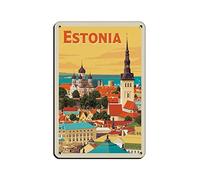 AZOLID Letreros de metal de Estonia, divertidos letreros de estonia, para viajes, bar, café, hogar, habitación, decoración de pared, regalo al aire libre, interior, 14 x 20 cm