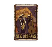 AZOLID Letreros de metal de Nueva Orleans con diseño de cuarto francés, póster de metal para el hogar, bar, cafetería, garaje, baño, 14 x 20 cm