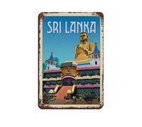 AZOLID Letreros de metal de Sri Lanka divertidos letreros de estaño de viaje, bar, café, hogar, habitación, decoración de pared, regalo al aire libre, interior, 30 x 20 cm