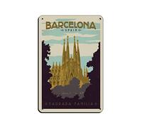 AZOLID Letreros de metal España Barcelona divertidos letreros de lata de viaje para bar, café, hogar, habitación, decoración de pared, regalo al aire libre, interior, 30 x 43 cm