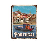 AZOLID Letreros de metal para pared, diseño de portugal, distrito de Porto, para el hogar, bar, cafetería, garaje, baño, 14 x 20 cm