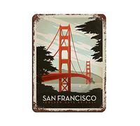AZOLID Letreros de metal vintage de San Francisco Golden Gate Bridge de viaje, póster de metal para decoración de pared, oficina, cafetería, baño, dormitorio, 14 x 20 cm