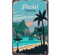 AZOLID Letreros divertidos de estaño bienvenidos a Tailandia Phuket Viaje Estaño Signos Pintura Cafe Ópera Casa Arte Decoración de Pared Placa 30x20CM