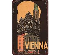 AZOLID Letreros divertidos de hojalata de viaje de Viena Signos Pintura Cafe Ópera Casa Arte Decoración de Pared Placa 14x20CM