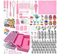 AZOMKER Boquillas Manga Pastelera, Mangas Pasteleras, Pasteleria y Reposteria, Kit Reposteria, Utensilios Reposteria y Pasteleria, DecoracióN de Pasteles, Reposteria Utensilios (Rosa, 488 piezas)