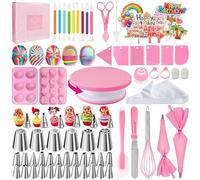 AZOMKER Pastelería y Repostería, Plato Giratorio para Tartas, Boquillas Manga Pastelera, Kit de Decoración de Pasteles, Utensilios (320 Piezas)