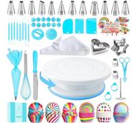 AZOMKER Plato Giratorio para Tartas, Manga Pastelera con Boquillas, Kit de Reposteria y Pasteleria, Utensilios (255piezas)