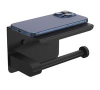 AZOMKER Portarrollos Papel Higienico, Portarrollos Escobillero, Porta Rollos de Papel Higienico, Accesorios Baño sin Taladro, Adhesivo 3M/Fijación por Tornillo (Negro)