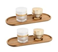 Azonelife 2 Piezas Posavasos de Bambú, Bandeja de Bambú Rectangular Ovalada, Mini Bandeja de Bambú, Bandejas de Madera, para Posavasos Pastel Macetas Suculentas