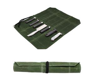 Azonelife Bolsa para Cuchillos, Bolsa Enrollable de Lona Encerada, Cuchillos Lona con 7 Ranuras, Enrollable para Cuchillos de Chef para Acampar Hacer Senderismo (Verde)