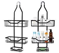 Azonelife Estantería de Ducha Para Colgar 3 Niveles Estanteria Baño Acero Inoxidable Colgar Estantes Cesta para Ducha sin Taladro Estanteria Organizador Baño con Ganchos(Negro)
