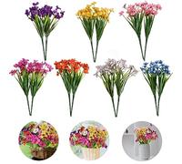 Azonelife Flores Artificiales para Exteriores, 14 Piezas Flores Violeta Artificiales, Flores Plastico Decoracion para Interior, Exterior, Jardín, Oficina, Mesa, Florero