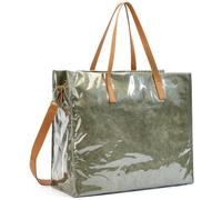 Azooken TPU Full Zip Tote Bag,Bolsos de Viaje de Negocios,Bolsa de Trabajo Para Portátil de 15.6",Bolsa de Compras Grande de Tyvek para Mujer(DBZ01-Green)