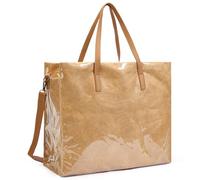 Azooken TPU Full Zip Tote Bag,Bolsos de Viaje de Negocios,Bolsa de Trabajo Para Portátil de 15.6",Bolsa de Compras Grande de Tyvek para Mujer(DBZ01-Brown)