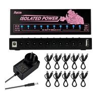AZOR Fuente de alimentación para pedal de guitarra, 10 salidas aisladas de CC para placa de pedal de efecto de 9 V (300 mA), con puerto USB de 5 V/1 A