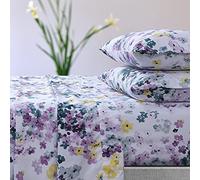 AZORES HOME Tribeca Living Juliette - Juego de sábanas de Bolsillo Profundo Estampado con Plano de Gran tamaño, tamaño matrimonial, Morado