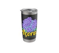 Azores Hortensia Flor Isla Portugal Vintage Souvenir Vaso térmico de acero inoxidable de doble pared