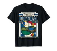 Azores Portugal Bandera Islas Volcánicas Vintage Viaje Diseño Camiseta