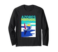 Azores Portugal Yate En Océano Nautica Retro Viajes Manga Larga