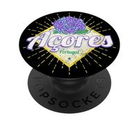 Azores Retro Hortensia Flor Isla Portugal Vintage Souvenir PopSockets PopGrip Adhesivo