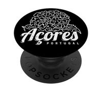 Azores Retro Hortensia Flor Isla Portugal Vintage Souvenir PopSockets PopGrip Adhesivo