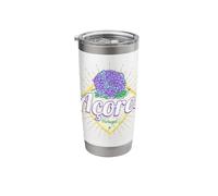 Azores Retro Hortensia Flor Isla Portugal Vintage Souvenir Vaso térmico de acero inoxidable de doble pared