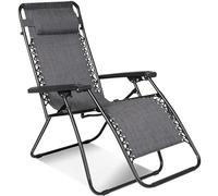 azorex Silla Gravedad Cero Plegable Tumbona Reclinable Terminado Banquetas para Salón Jardín Balcón (Gris Oscuro)