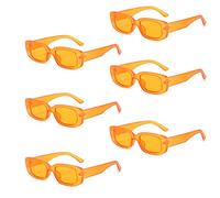 Azoxus Gafas de sol vintage de los años 90 a granel para mujer, gafas de sol rectangulares a la moda, marco cuadrado pequeño, paquete de 6 modelos AZ9562, Naranja/Paquete de seis