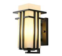 AZQOHMIS Aplique de Pared Exterior Impermeable IP65, Farol de Hierro Estilo japonés para Patio o Porche de Villa (41 cm/16,14")