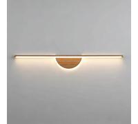 AZQOHMIS Aplique de Pared Lineal Tipo Barra para tocador con Acabado de Vetas de Madera, 3000K, Tira de luz Larga, luminaria Decorativa Minimalista y Moderna para baño (Nogal, 80 cm/31,5").