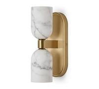 AZQOHMIS Aplique de Pared Moderno de latón Dorado con Doble luz y mármol Estilo francés Vintage. Lámpara de Pared Decorativa clásica Francesa para Sala de Estar y Dormitorio.