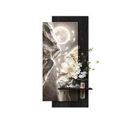 AZQOHMIS Decoración de Pared 3D con Luces LED, Moderno Paisaje de montaña con Textura de Arenisca, Arte Colgante sin Marco para Sala de Estar, Dormitorio, recibidor (Negro -b, 140x70cm/55.1x27.5in)