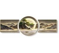 AZQOHMIS Decoración de Pared 3D, esculturas de Pared, Pinturas Colgantes Tradicionales Chinas orientales, para Salas de Estar y oficinas - Paquete de 3/1