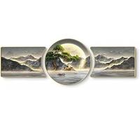 AZQOHMIS Decoración de Pared 3D, esculturas de Pared, Pinturas Colgantes Tradicionales Chinas orientales, para Salas de Estar y oficinas - Paquete de 3/1