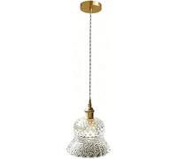 AZQOHMIS Lámpara Colgante de Cristal de Cobre con diseño francés Creativo, Rosca E27, lámpara Colgante de un Solo Cabezal, Estilo Minimalista, luminaria de araña para mesita de Noche.